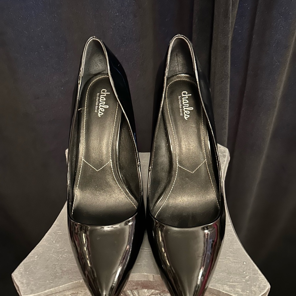 Charlies Glossy Black Heels